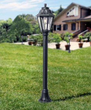 Immagine di Paletto Da Esterno Classico Nero In Resina 110cm IP55 Asti Top Light