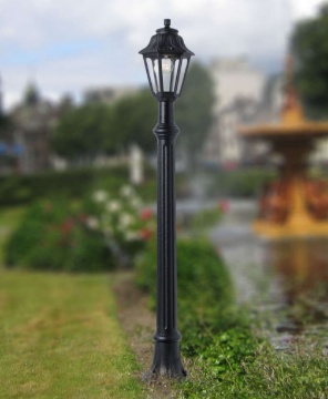Immagine di Lampione Da Esterno Classico Nero 140cm Resina IP55 Asti Top Light