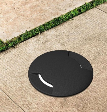 Immagine di Segnapassi Da Incasso Pavimento Capri Nero Luce Biemissione IP67 Top Light