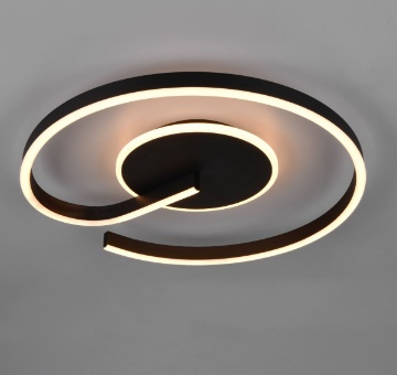 Immagine di Plafoniera Moderna Led Spirale Nera Led 21w CCT 2700k-4000k Dimmerabile Calle Trio