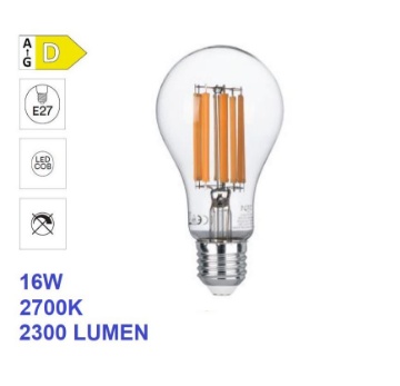 Immagine di Lampadina Led E27 Goccia Vetro Trasparente 16W 2700k Luce Calda 2300 Lumen