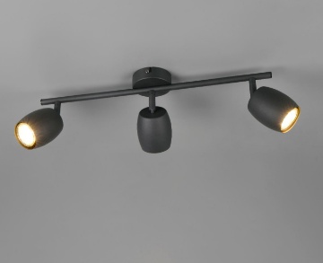 Immagine di Lampada Soffitto Asta 3 Luci Orientabili Faretti Neri GU10 Nancy Trio