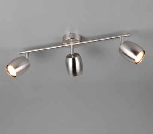 Immagine di Lampada A Binario Nichel Da Soffitto Con Faretti GU10 Orientabili Nancy Trio