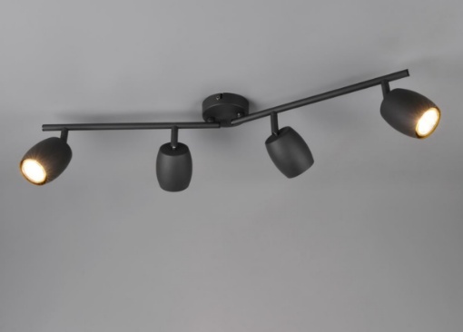 Immagine di Lampada Da Soffitto Nancy 4 Faretti GU10 Orientabili Nero Trio Lighting