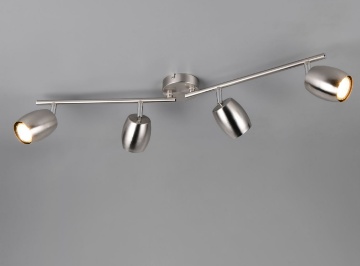 Immagine di Plafoniera Moderna Nancy Aste Orientabili Con 4 Faretti GU10 Nichel Trio Lighting