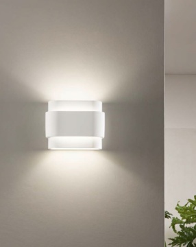 Immagine di Applique Design Gesso Bianco Loop Luce Sopra Sotto Fan Europe