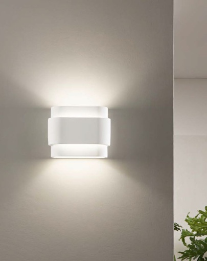 Immagine di Applique Design Gesso Bianco Loop Luce Sopra Sotto Fan Europe