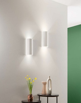 Immagine di Applique Gesso Verniciabile Cilindro RIgato Biemissione Led GU10 Pillar Fan Europe