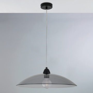 Immagine di Sospensione Rotonda Per Cucina In Vetro Fumé Alexander Ø50 cm