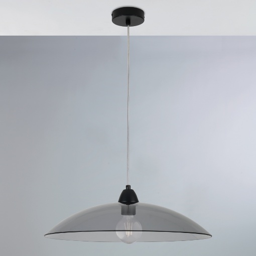 Immagine di Sospensione Rotonda Per Cucina In Vetro Fumé Alexander Ø50 cm