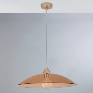 Immagine di Lampada A Sospensione Vetro Ambra 50 cm Per Tavolo Cucina Alexander