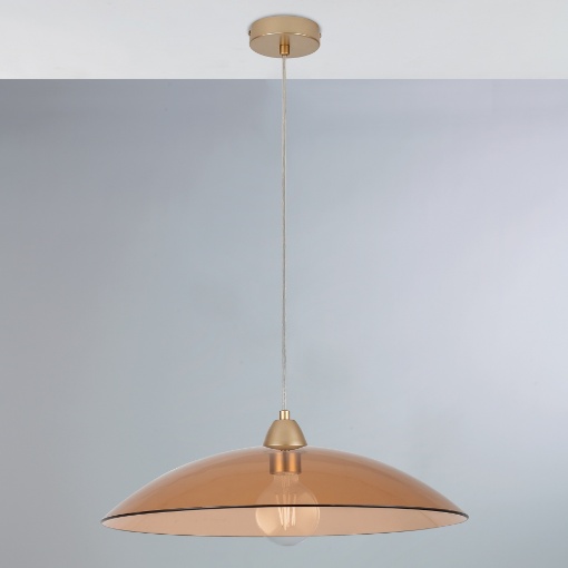 Immagine di Lampada A Sospensione Vetro Ambra 50 cm Per Tavolo Cucina Alexander