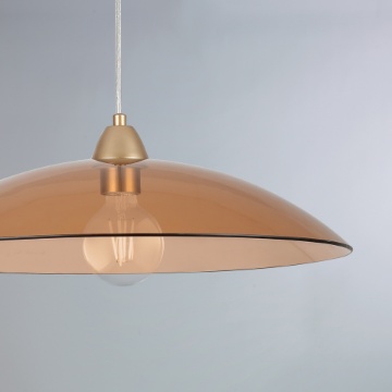 Immagine di Lampada A Sospensione Vetro Ambra 50 cm Per Tavolo Cucina Alexander