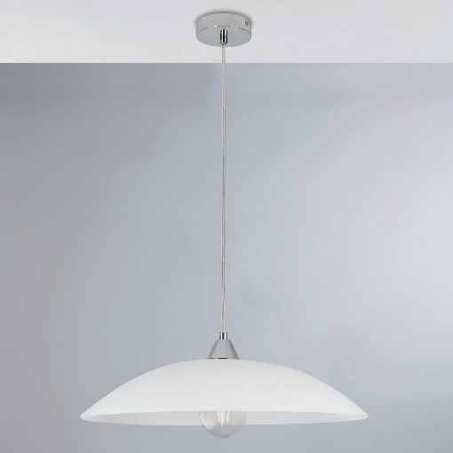 Immagine di Lampadario Alexander Cupola Vetro Bianco 50 Cm Per Cucina Moderna