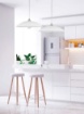 Immagine di Lampadario Alexander Cupola Vetro Bianco 50 Cm Per Cucina Moderna