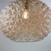 Immagine di Sospensione Moderna Globo Vetro Ambra Decori Geometrici Denice 40 cm