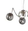 Immagine di Lampadario Bracci Curvi Cromo Con Sfere Vetro Fume Globe 3xE14