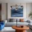 Immagine di Lampadario Bracci Curvi Cromo Con Sfere Vetro Fume Globe 3xE14