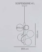 Immagine di Lampadario Verticale Con Sfere Vetro Ambra Trasparente Globe 4xE14