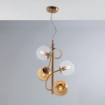 Immagine di Lampadario Verticale Con Sfere Vetro Ambra Trasparente Globe 4xE14