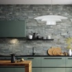 Immagine di Sospensione Cucina Moderna Vetro Bianco Portofino Diam. 50 cm
