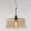 Immagine di Sospensione Rotonda Cromo Vetro Ambra Muse Diam. 32 cm