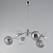 Immagine di Lampadario Salotto Moderno Cromo Con 6 Sfere Fume Trasparenti Little Moon
