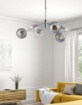 Immagine di Lampadario Salotto Moderno Cromo Con 6 Sfere Fume Trasparenti Little Moon