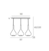 Immagine di Lampadario Binario Ottone 3 Luci Con Vetri Cono Ambra Trasparente Kona Top Light