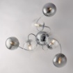 Immagine di Plafoniera Bracci Curvi Cromo Con 6 Sfere Fume Trasparenti Little Moon