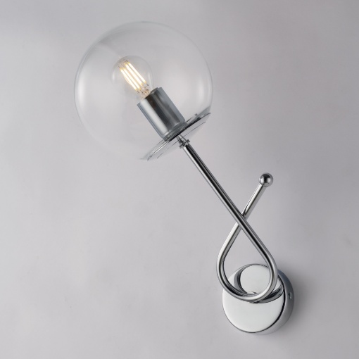 Immagine di Applique Moderna Cromo Sfera Vetro Trasparente Little Moon