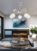 Immagine di Lampadario 5 Luci Bracci Curvi Coppe Vetro Bianco e Cristalli Capri Leo Lux