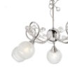 Immagine di Lampadario 5 Luci Bracci Curvi Coppe Vetro Bianco e Cristalli Capri Leo Lux