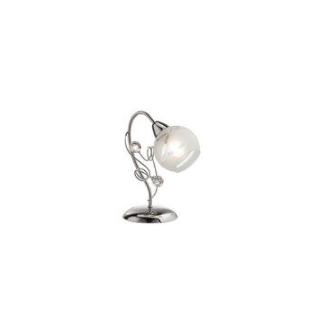 Immagine di Abatjour Comodino Sfera Vetro Bianco Con Cristalli Decorativi Capri Leo Lux