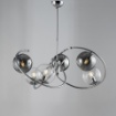 Immagine di Lampadario Anelli Cromo Ring 6 Luci Con Sfere Fume Trasparenti Per Soggiorno Leo Lux