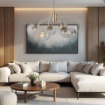 Immagine di Lampadario Da Salotto Oro Bianco Con Sfere Trasparenti Marte Leo Lux