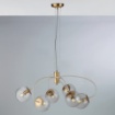 Immagine di Lampadario Da Salotto Oro Bianco Con Sfere Trasparenti Marte Leo Lux