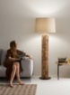 Immagine di Piantana Tronco Di Legno Naturale Con Paralume Tondo Xylo Fan Europe