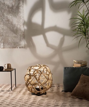 Immagine di Lampada Da Terra Decorativa Design Legno Intrecciato Epigea Fan Europe