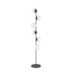 Immagine di Piantana Moderna Nera Con 6 Sfere Vetro Bianco Holly Top Light