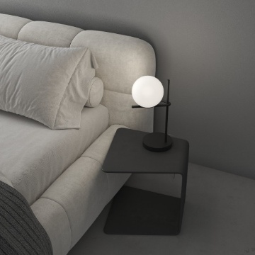 Immagine di Lampada Da Comodino Nera Moderna Con Sfera Bianca Holly Top Light