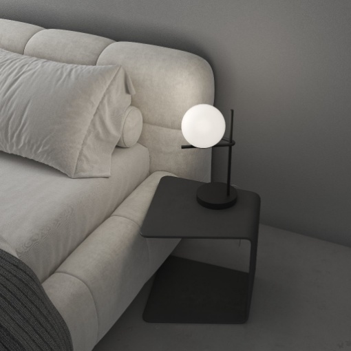 Immagine di Lampada Da Comodino Nera Moderna Con Sfera Bianca Holly Top Light