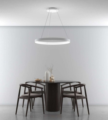Immagine di Lampadario Moderno Bianco Cerchio  Led CCT 56w Malika 77cm Top Light