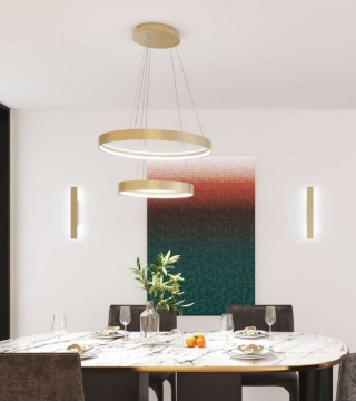 Immagine di Lampadario Due Anelli Oro Champagne Malika Top Light Led 70w 3000k-6000k