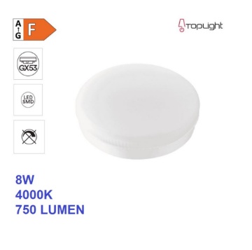 Immagine di Lampadina Led Gx53 8W 4000K 750Lm Ottica 120 Top Light