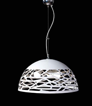 Immagine di Lampadario Per Tavolo Cucina Cupola 50cm Metallo Bianco Moderno Trial