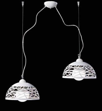 Immagine di Lampadario Decentrato Cupole Metallo Bianco 2 Luci Per Soggiorno Cucina Trial ATL