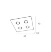Immagine di Plafoniera Design Sottile Quadrata Vetro Bianco 4 Luci Gx53 Led Path Top Light