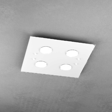 Immagine di Plafoniera Design Sottile Quadrata Vetro Bianco 4 Luci Gx53 Led Path Top Light