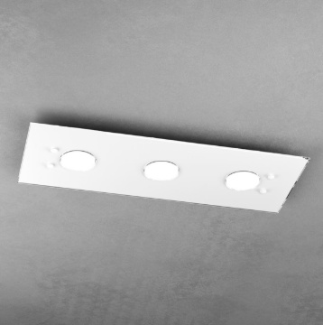 Immagine di Plafoniera Sottile Vetro Bianco Moderna 3 Luci Gx53 Led Path Top Light